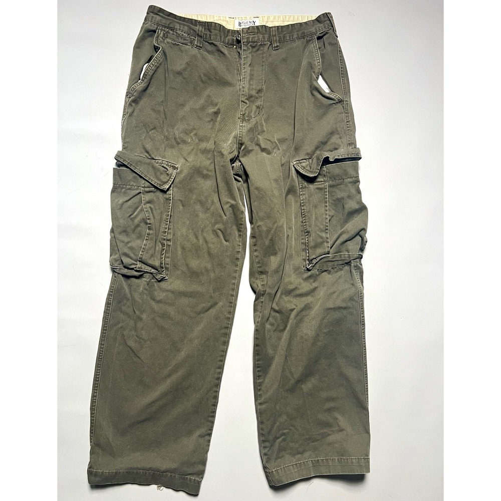 Vintage Bugle Boy Cargo Men Army Green Faded Baggy Wide Leg Y2K 90s